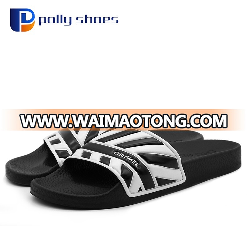 Black White New Design Flat Women's Slide Sandals